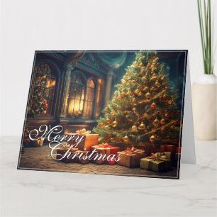 Xmas Motif with Presents Under the Christmas Tree  Card