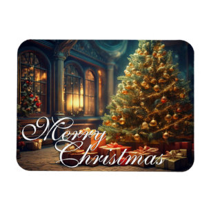 Xmas Motif with Presents Under the Christmas Tree  Magnet