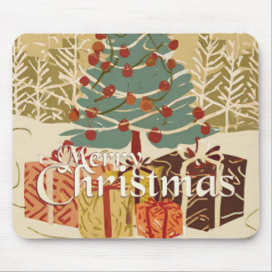 Xmas Motif, with Presents Under the Christmas Tree Mouse Pad