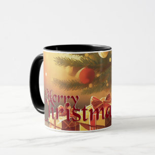 Xmas Motif, with Presents Under the Christmas Tree Mug