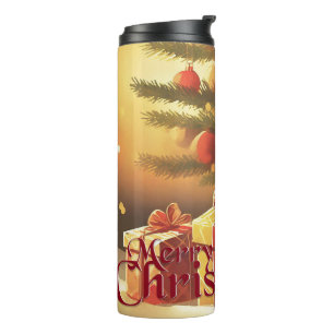 Xmas Motif, with Presents Under the Christmas Tree Thermal Tumbler