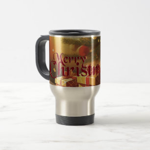 Xmas Motif, with Presents Under the Christmas Tree Travel Mug