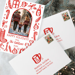 Xmas Mug Doodle CHRISTMAS Holiday CUSTOM Address Envelope