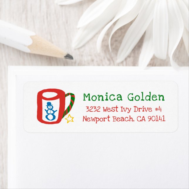 Xmas Mug Doodle CHRISTMAS Holiday Return Address (Insitu)