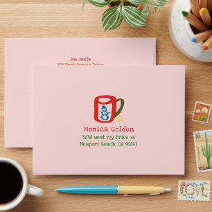 Xmas Mug Doodle CHRISTMAS Holiday Return Address Envelope