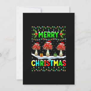 Xmas Mushroom Lighting Santa Hat Merry Christmas M Invitation
