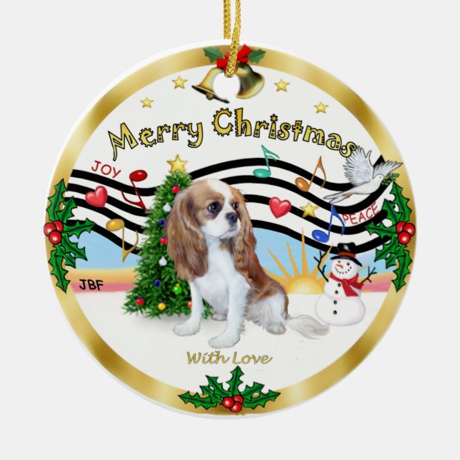 Xmas Music 1 - Cavalier (Blenheim) Ceramic Ornament (Front)