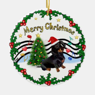Xmas Music 1 - MC - Dachshund (BT) Ceramic Ornament