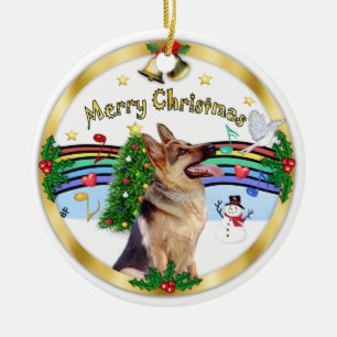 Xmas Music 1 - MC - German Shepherd 1 Ceramic Ornament