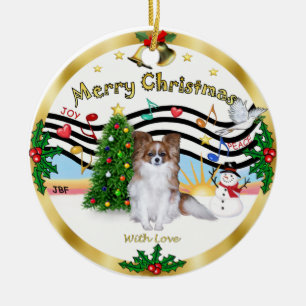 Xmas Music 1 - Papillon (fawn) Ceramic Ornament
