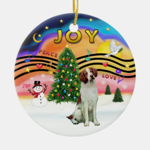 Xmas Music 2 - Brittany Spaniel Ceramic Ornament