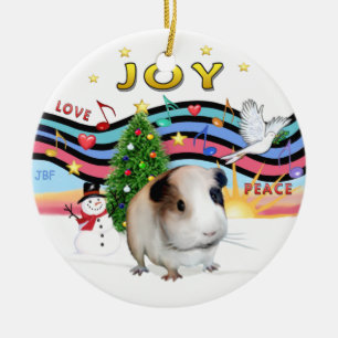 Xmas Music 2 - Brown Guinea Pig #1 Ceramic Ornament