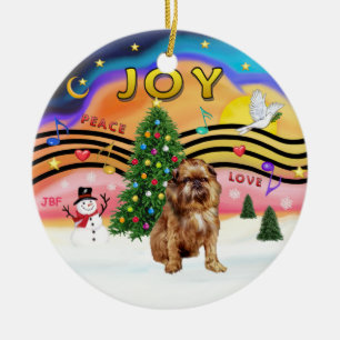 Xmas Music 2 - Brussels Griffon (red/brown) Ceramic Ornament