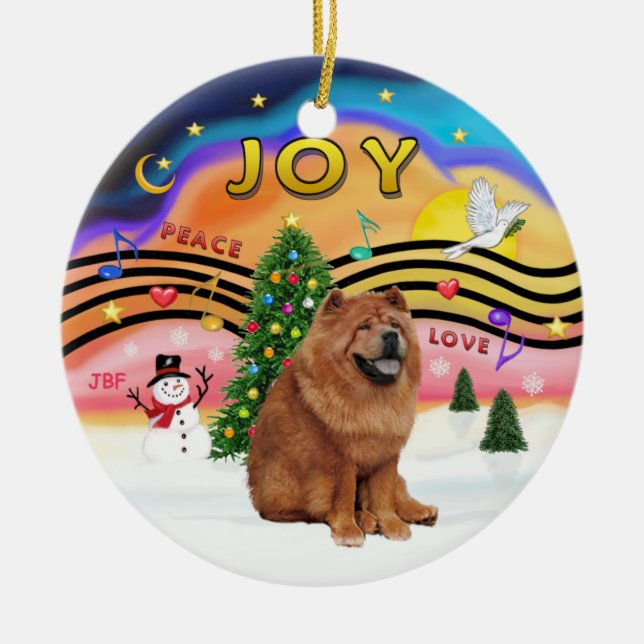 Xmas Music 2 - Chow Chow (red) Ceramic Ornament (Front)