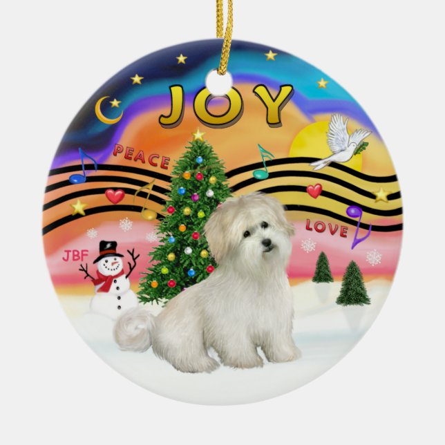 Xmas Music 2 - Coton de Tulear Ceramic Ornament (Front)