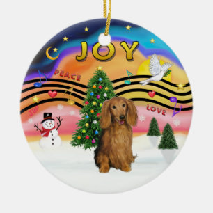 Xmas Music 2 - Dachshund (lg H, sable) Ceramic Ornament