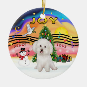 Xmas Music 2P - Bichon Frise 7 Ceramic Ornament