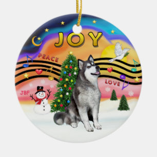 Xmas Music - Alaskan Malamute Ceramic Ornament