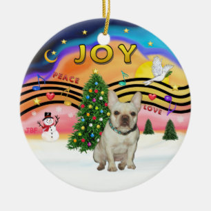 Xmas Music - French Bulldog (fawn) Ceramic Ornament