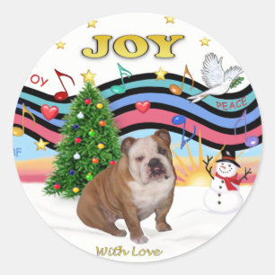 Xmas Music (RP) - English Bulldog 1 Classic Round Sticker