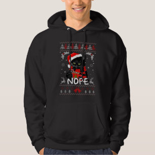 Xmas Nope Not Today Funny Black Cat Christmas Hoodie