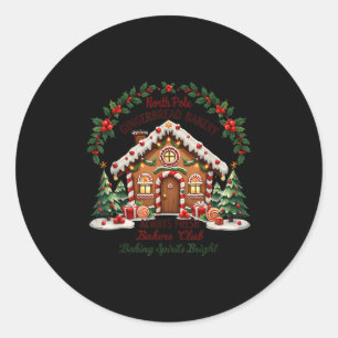 Xmas North Le Gingerbread Bakery Baking Srits Brig Classic Round Sticker