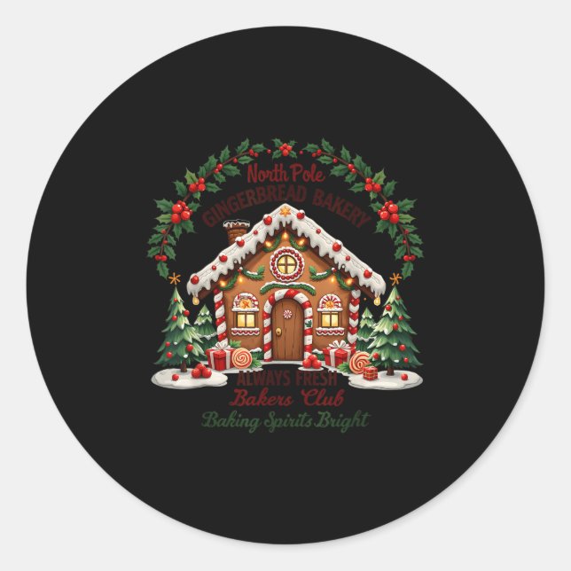 Xmas North Le Gingerbread Bakery Baking Srits Brig Classic Round Sticker (Front)