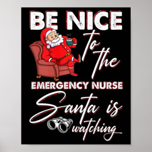 Xmas Nursing Healthcare Worker Emergency Nurse Chr Poster