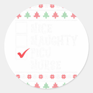Xmas Nursing Healthcare Worker Picu Nurse Christma Classic Round Sticker