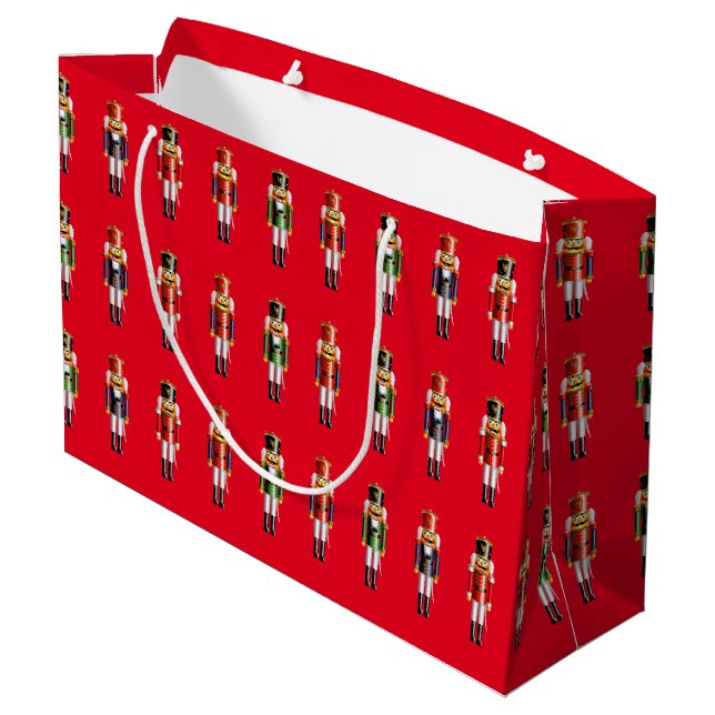 Xmas Nutcracker Toy Soldiers Cartoon Large Gift Bag (Back Angled)