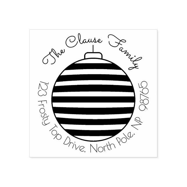 Xmas Ornament Return Address Rubber Stamp Custom (Imprint)