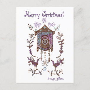 xmas ornamental birds postcard