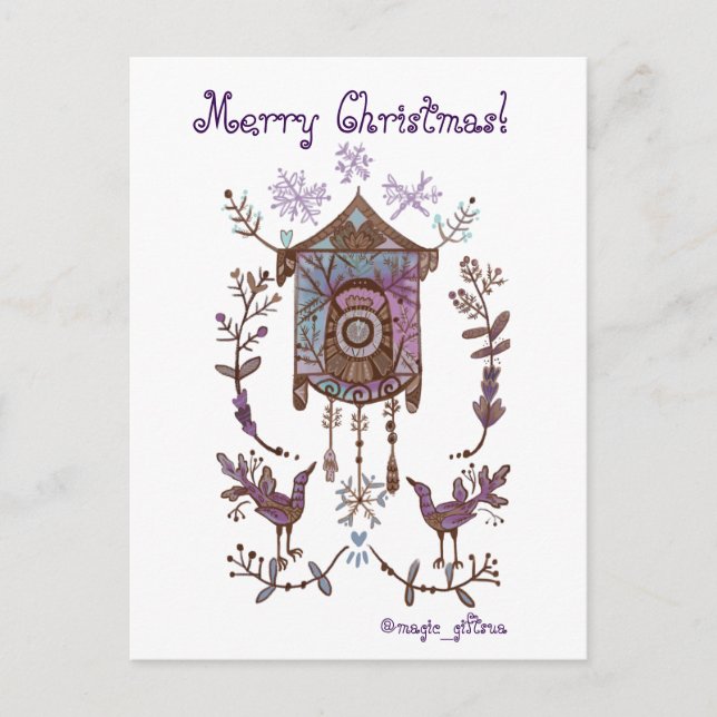 xmas ornamental birds postcard (Front)