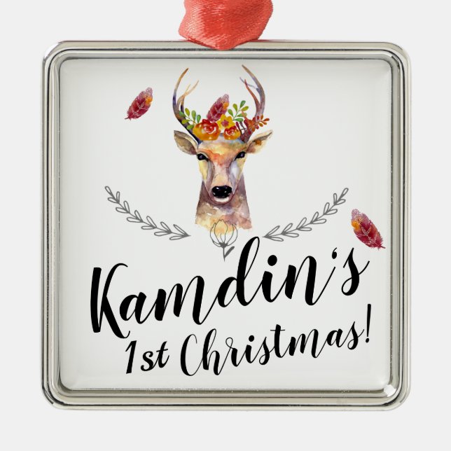 XMAS Ornement boho cerf Buck head Bro (Devant)