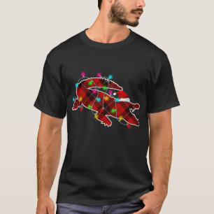 Xmas Pajama Red Plaid Christmas Lights Alligator A T-Shirt