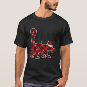 Xmas Pajama Red Plaid Christmas Lights Coati Anima T-Shirt