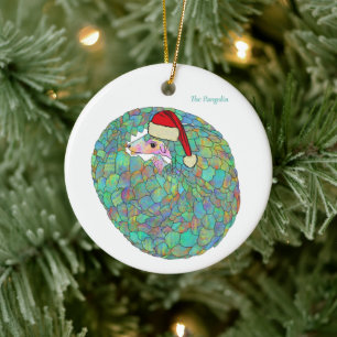 Xmas Pangolin Endangered Species Festive Wildlife Ceramic Ornament