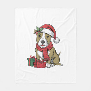 Xmas Party Decoration American Pitbull Terrier Dog Fleece Blanket