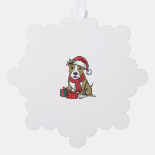 Xmas Party Decoration American Pitbull Terrier Dog Ornament Card