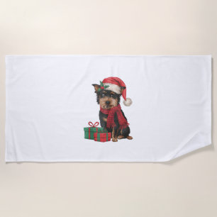 Xmas Party Decoration Santa Affenpinscher Dog Chri Beach Towel