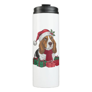 Xmas Party Decoration Santa Basset Hound Dog Chris Thermal Tumbler