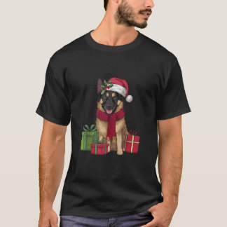 Xmas Party Decoration Santa Belgian Malinois Dog C T-Shirt