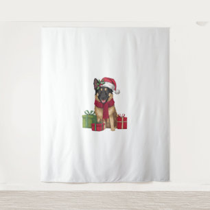 Xmas Party Decoration Santa Belgian Malinois Dog C Tapestry