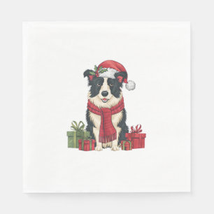Xmas Party Decoration Santa Border Collie Dog Chri Napkin