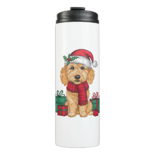 Xmas Party Decoration Santa Goldendoodle Dog Chris Thermal Tumbler