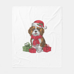 Xmas Party Decoration Santa Havanese Dog Christmas Fleece Blanket