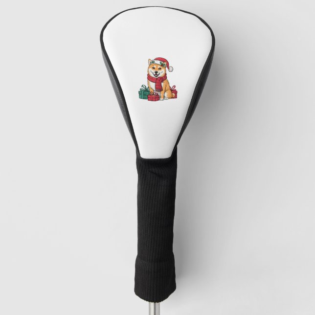Xmas Party Decoration Santa Shiba Inu Dog Christma Golf Head Cover (Front)