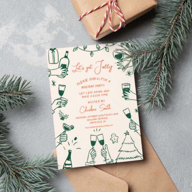 Xmas Party HolidayHand Drawn Funky Handwritting Invitation (Creator Uploaded)