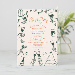 Xmas Party HolidayHand Drawn Funky Handwritting Invitation