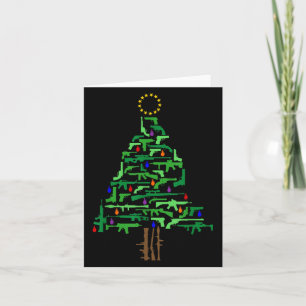 Xmas Patriotic 2nd Amendment Gun Christmas Tree  Card